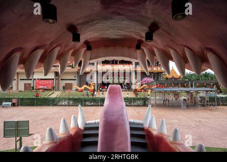 Johor, Malaysia, - Feb 8, 2019: A grand scenic traditional colourful chinese dragon temple in Yong Peng, Johor Malaysia - World`s largest and longest Stock Photo